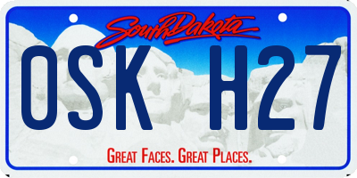 SD license plate 0SKH27