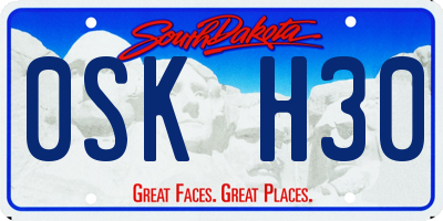 SD license plate 0SKH30