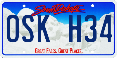 SD license plate 0SKH34