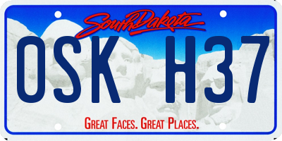 SD license plate 0SKH37