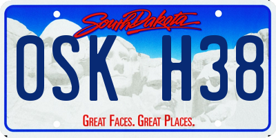 SD license plate 0SKH38