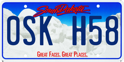 SD license plate 0SKH58