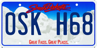SD license plate 0SKH68