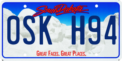 SD license plate 0SKH94