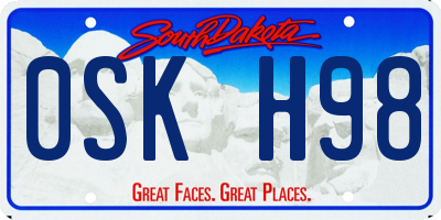 SD license plate 0SKH98