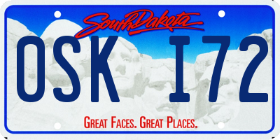 SD license plate 0SKI72
