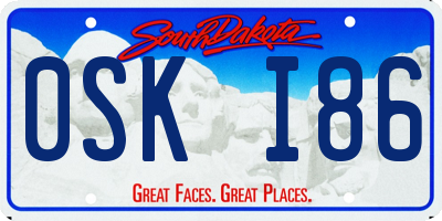 SD license plate 0SKI86