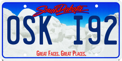 SD license plate 0SKI92