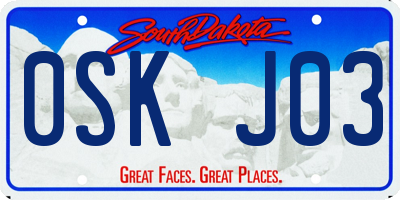 SD license plate 0SKJ03