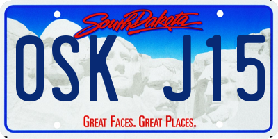 SD license plate 0SKJ15