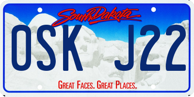 SD license plate 0SKJ22
