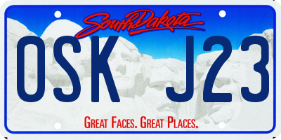 SD license plate 0SKJ23