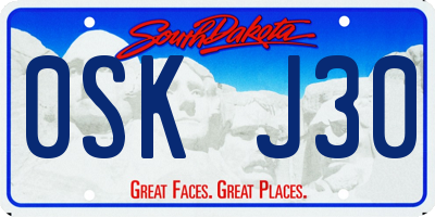SD license plate 0SKJ30