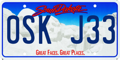 SD license plate 0SKJ33