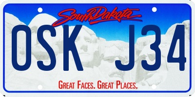 SD license plate 0SKJ34