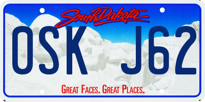 SD license plate 0SKJ62