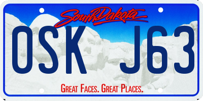 SD license plate 0SKJ63