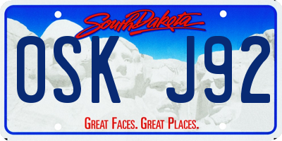 SD license plate 0SKJ92