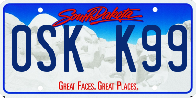 SD license plate 0SKK99