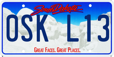 SD license plate 0SKL13