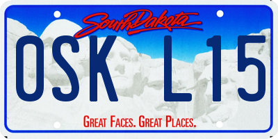 SD license plate 0SKL15