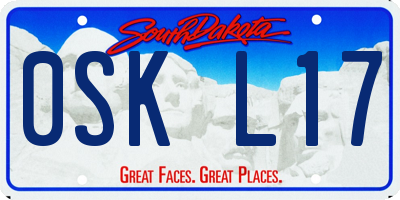 SD license plate 0SKL17