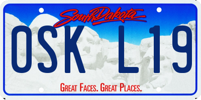 SD license plate 0SKL19