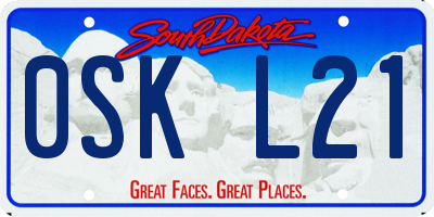 SD license plate 0SKL21