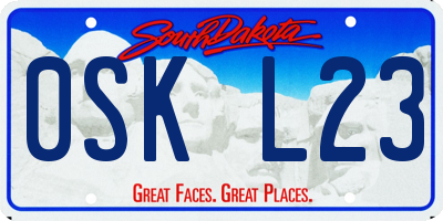 SD license plate 0SKL23