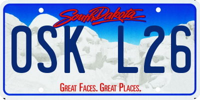 SD license plate 0SKL26