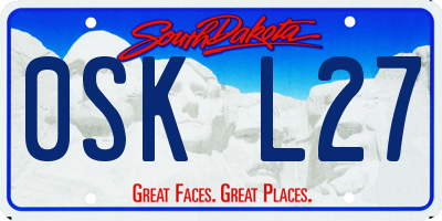 SD license plate 0SKL27