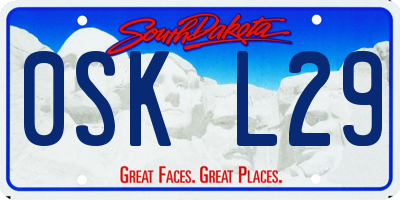 SD license plate 0SKL29