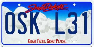 SD license plate 0SKL31