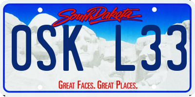 SD license plate 0SKL33
