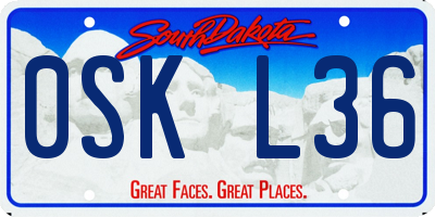 SD license plate 0SKL36