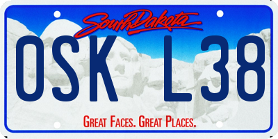 SD license plate 0SKL38