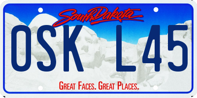 SD license plate 0SKL45