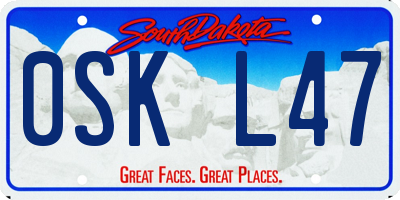 SD license plate 0SKL47