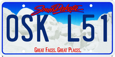 SD license plate 0SKL51