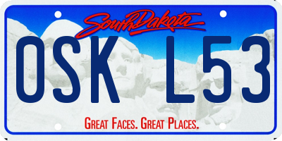 SD license plate 0SKL53
