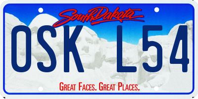 SD license plate 0SKL54