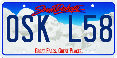 SD license plate 0SKL58