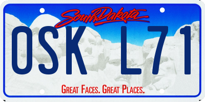 SD license plate 0SKL71