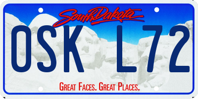 SD license plate 0SKL72