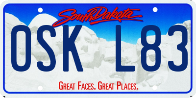 SD license plate 0SKL83