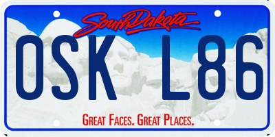SD license plate 0SKL86