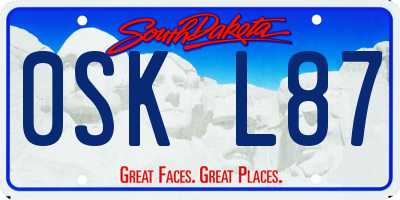SD license plate 0SKL87