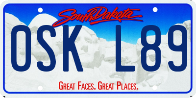 SD license plate 0SKL89
