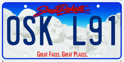SD license plate 0SKL91