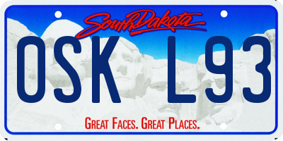 SD license plate 0SKL93